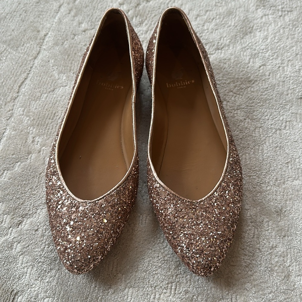 Bobbies Charlize Flats - Rose Gold Glitter